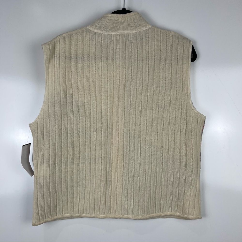 Vintage Woolrich Lambswool Patchwork Zip Vest Sweater XL Petite Pastel Outdoor - Picture 2 of 10